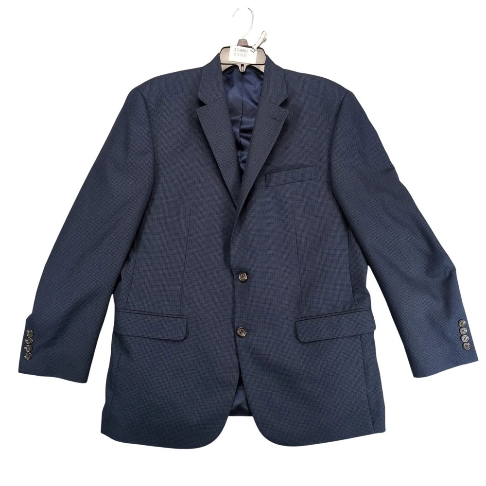Chaps Blue Black Check Sport Coat Mens 42R Classic Two Button Office Clean Sharp
